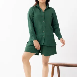 Women's Dark Green Printed Cotton Co-ord Set