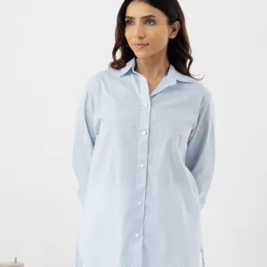 Women’s Blue & White Striped Linen Shirt