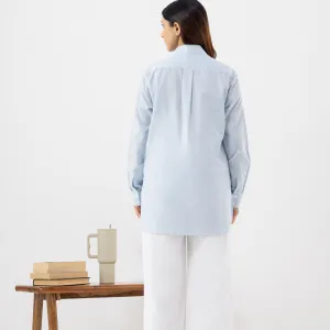 Women’s Blue & White Striped Linen Shirt