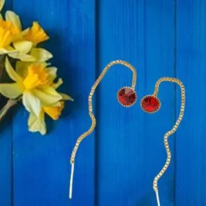 Fashion Hanging RED NUG Sui Dhaga Earring for Women and Girls