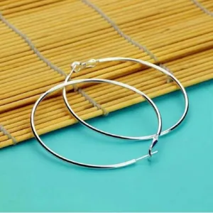 Silver Gol Hoop Earrings Big Size Alloy Earring for Girls & Women Pack1 Pair