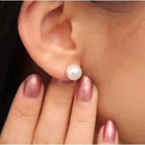 Latest Fashion Pearl SILVER Plated Earrings WHITE Pearl Metal Drops & Danglers