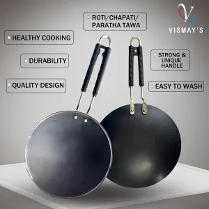 Vismays 9.5 Inch Pure Iron Roti Tawa Smooth Edges Handle