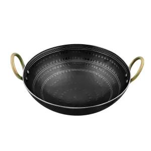 Vismays 1 Litre Iron Kadhai Deep Frying Pan Hammered