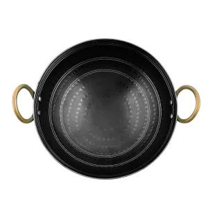 Vismays 1 Litre Iron Kadhai Deep Frying Pan Hammered