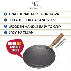 Vismays Smooth Edge Pure Iron Tawa Hammered Roti Chapati