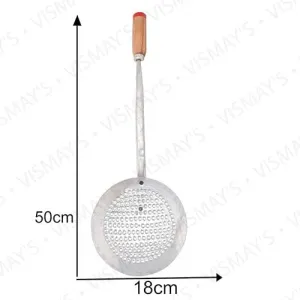 Vismays Iron Bhujiya Frying Jhar Spoon with Wooden Handle