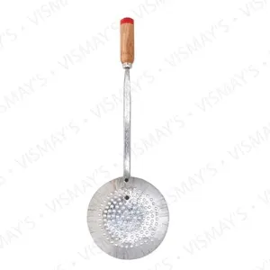 Vismays Iron Bhujiya Frying Jhar Spoon with Wooden Handle