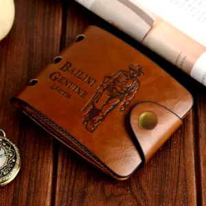 Wassxler PU Leather Wallet, Western Style Embossed Design, Dark Brown, Slim Bifold with Snap Closure Brown (Pack of 1)