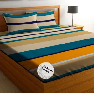 Homdazal Microfibre Abstract Queen Bedsheet Multicolor Classic