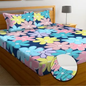 Homdazal Microfibre Abstract Queen Bedsheet Multicolor Chic