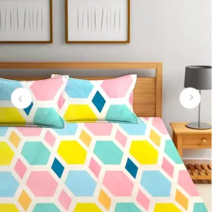 Homdazal Microfibre Abstract Queen Bedsheet Multicolor Modern