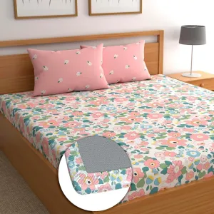 Homdazal Microfibre Abstract Queen Bedsheet Multicolor Accent