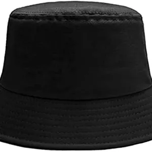Round Plain Black Bucket Hats And Caps F...