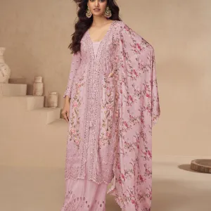 Pink Chinon Pakistani Straight Suit for...