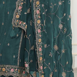 Green Munga Silk Straight Suit for Women Latest Collection