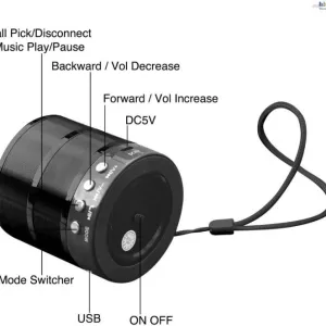 Multi-Function Portable Bluetooth Speaker with FM Radio, AUX, USB, TF Card Slot, & High Bass Sound – Compact & Travel-Friendly