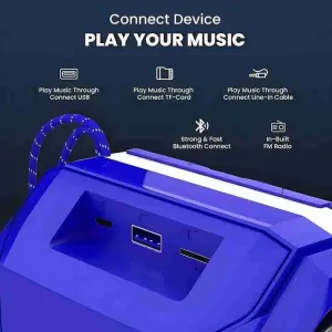 Wireless Bluetooth Speaker with Mic, FM Radio, AUX/USB/TF Support & 6Hrs Playtime – Hands-Free Calling & Rechargeable Battery