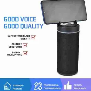 KT-125 Mini Handy Bluetooth Speaker | Portable, Splash-Proof, High Bass Sound, FM Radio, TF Card Slot, Built-in Mic, with inbuilt Phone Stand