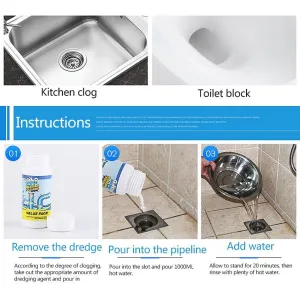 Sink & Drain Cleaner Powder  Powerful & Clog Remover Sink Cleaning Powder Automatic Toilet Blockage Cleaner, Removes Clogs, Blockage in Washbasin, Septic Tank, Sinks, Pipes