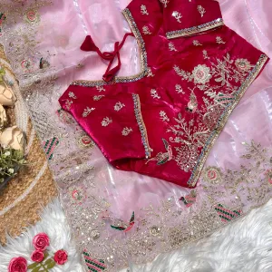 Pink Jimmy Choo Silk Embroidery Saree fo...