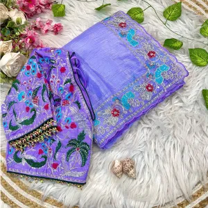 Lavender Ombre Candy Crush Silk Saree wi...