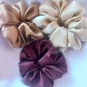 Silk Scrunchies Set, 6 Pack, Pastel and Neutral Colours Regular  Size Hair Ties