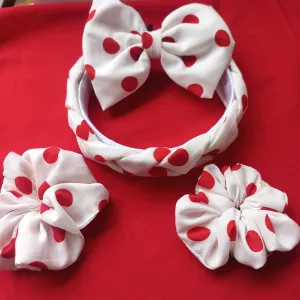 White Braided HairBand with White Polka Dot Retro Design Combo for Women and Girls/Hair Accessories Makeup Hairband Hair Accessories for Women Pack of 4 (White &Red)