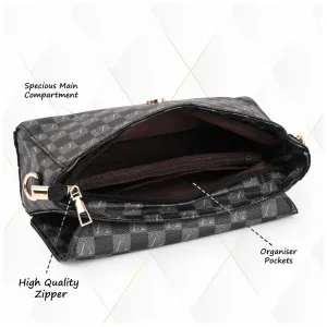 Women's Premium Monogram Sling Bag with Adjustable Strap and Buckle Design Ladies purse Handbag | Stylish Shoulder Bag | Gift for Women