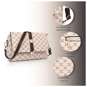 Women's Premium Monogram Sling Bag with Adjustable Strap and Buckle Design Ladies purse Handbag | Stylish Shoulder Bag | Gift for Women