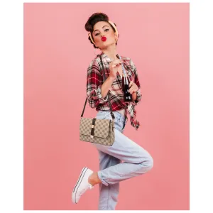 Women's Premium Monogram Sling Bag with Adjustable Strap and Buckle Design Ladies purse Handbag | Stylish Shoulder Bag | Gift for Women