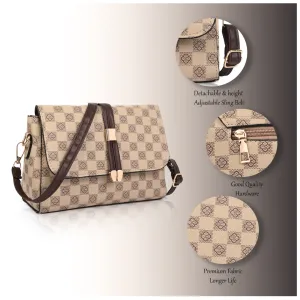 Women's Premium Monogram Sling Bag with Adjustable Strap and Buckle Design Ladies purse Handbag | Stylish Shoulder Bag | Gift for Women
