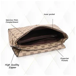 Women's Premium Monogram Sling Bag with Adjustable Strap and Buckle Design Ladies purse Handbag | Stylish Shoulder Bag | Gift for Women