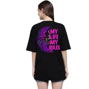 Oversized Tshirt for Women I Short Sleeve Emperor's Empire Design Black Graphic T-Shirt,