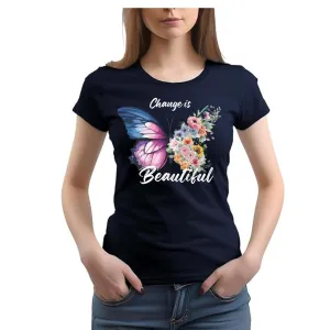 Women's Round Neck Butterfly Floral Grap...