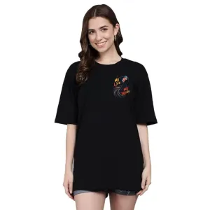 Oversized Tshirt for Women I Short Sleeve Emperor's Empire Design Black Graphic T-Shirt,