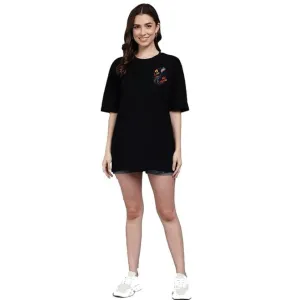 Oversized Tshirt for Women I Short Sleeve Emperor's Empire Design Black Graphic T-Shirt,