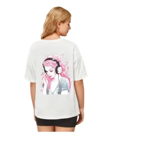 Women White Cotton Artistic Music Headph...