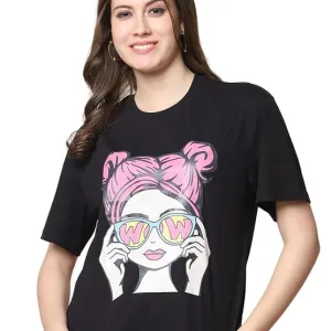 Women Over Size Stylish Graphic Tee for...