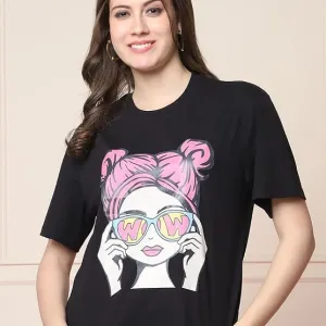 Women Over Size Stylish Graphic Tee for Women – 100% Cotton Printed T-Shirt