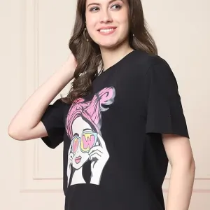 Women Over Size Stylish Graphic Tee for Women – 100% Cotton Printed T-Shirt