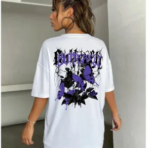 Women Over Size Stylish Graphic Tee for Women – 100% Cotton Printed T-Shirt