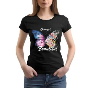 Women's Round Neck Butterfly Floral Grap...