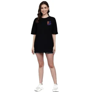 Oversized Tshirt for Women I Short Sleeve Emperor's Empire Design Black Graphic T-Shirt,