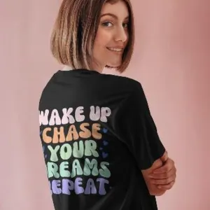 Women's 100% Cotton Oversized Half Sleeve Tshirt for Women-Drop Shoulder Front Printed Round Neck Relaxed Fit T-Shirt