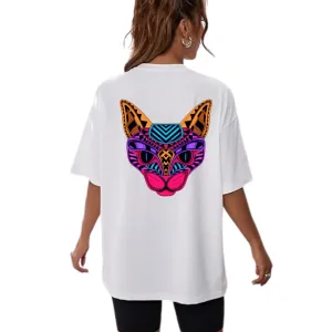 Women's Graphic Printed Cotton Short Sleeve Shirt