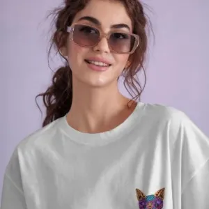 Women's Graphic Printed Cotton Short Sleeve Shirt