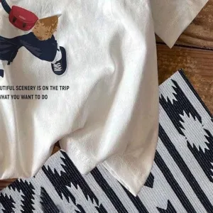 Women Short Sleeve Cotton Blend Oversized Printed Round Neck T-Shirt