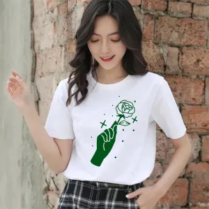 Smile Graphic T-Shirt, White Cotton Top, Casual Short Sleeve for Girls