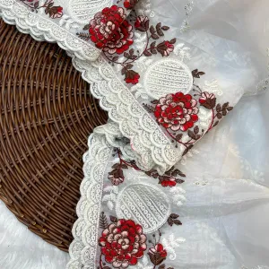 Red Candy Silk Embroidery Saree with Latest Designer Look